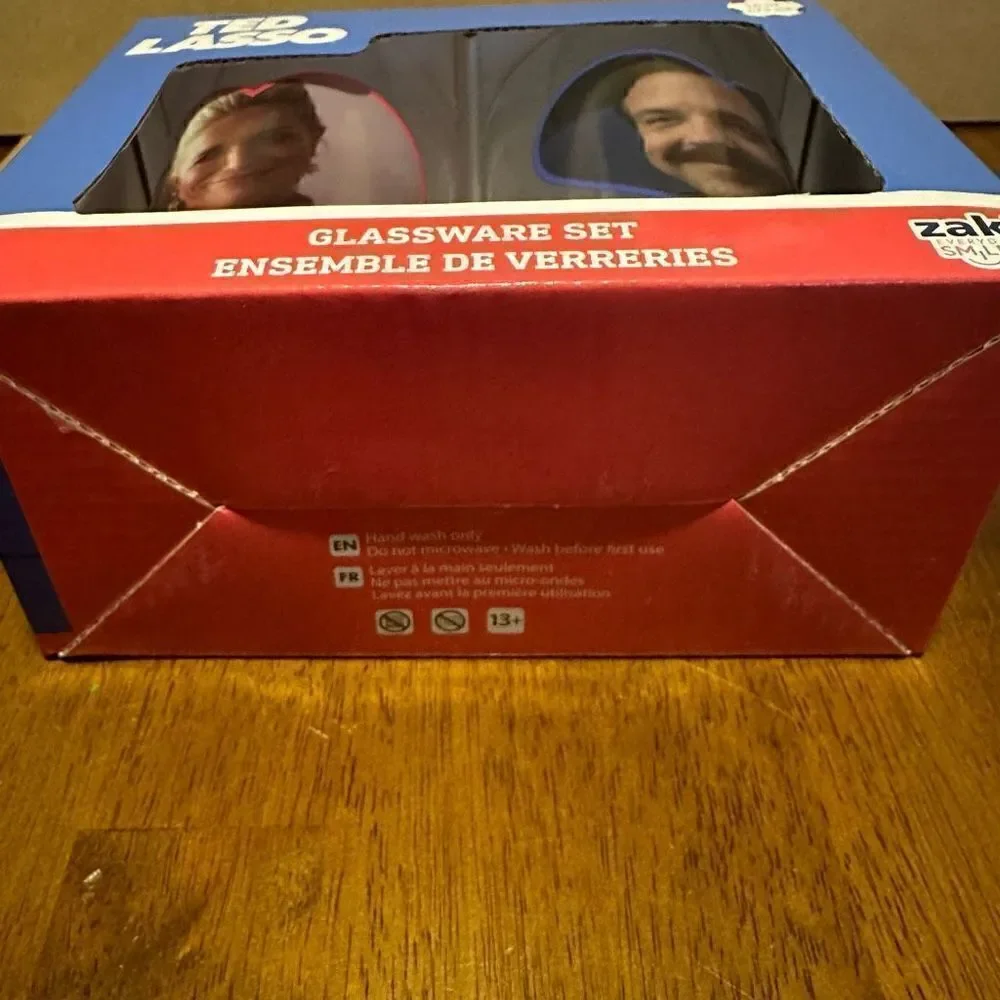 Ted Lasso ZAK! Double Sided 10oz Glass Set Apple TV Show New in box